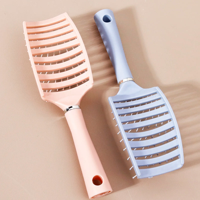 Curling brush - ergonomic handle, hollow design, durable rubber bristles, suitable for all types of hair