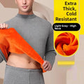 Thickened Fleece Warm Underwear Set Men's Pure Cotton Half High Collar Cotton Sweater Middle Aged Gold Velvet Autumn Clothes