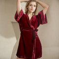 Birdtree,OEKO-TEX,Base Fabric 100%  Silk Robe,Women Sleepwear Natural Thicken Nightgown,Velvet Home Pajamas P5D924JF