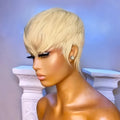 Elegant Pixie Cut Wig for Women 6inch Straight Human Hair wig 150% Density Machine Made