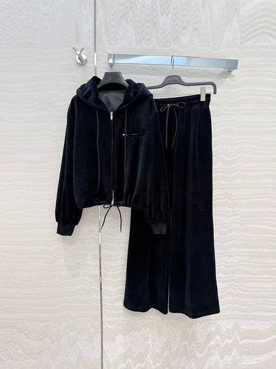 Autumn Winter Fashion Black Velvet Vintage Casual Wide | SAMAG