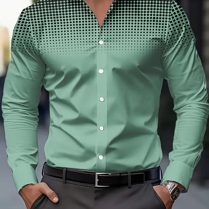 Men's Casual Long Sleeve Button-Up Shirt - Gradient Blue | SAMAG
