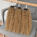 Premium Honey Blonde Highlight Human Hair Crochet Extensions Kinky Curly Deep Burmese Curl Pattern Feather Braids Pre Separated Miracle Knots Invisible Knotless Lightweight Soft Natural Looking Boho Hair