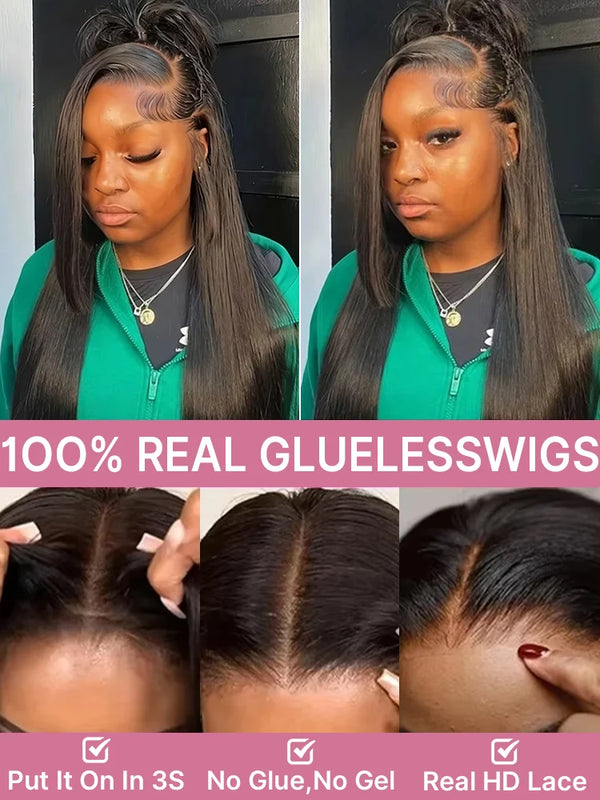 40 46 50 Inch Human Hair Wigs 13x6 HD Bone Straight Lace Frontal Wigs 100% Virgin Hair 300 High Density Transparent Lace 13x4 360 Full Silky Hair Lace Front Wigs For Women Preplucked