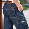 Men's Jeans Multi Pocket Denim Cargo Pants Oversized | SAMAG