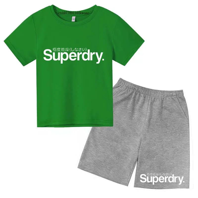Kids Summer Casual Letter Print Breathable Tees+Short | SAMAG