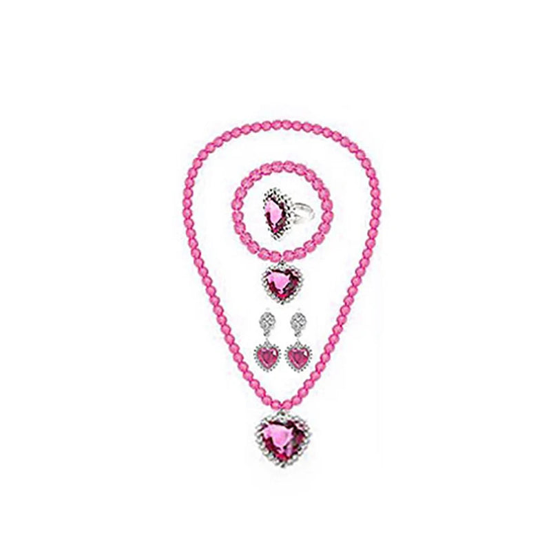 Children Girls Elsa Sofia Belle Princess Accessories Refinement Beading Necklace Bracelet Ring Earring Jewelry 5pcs Sets