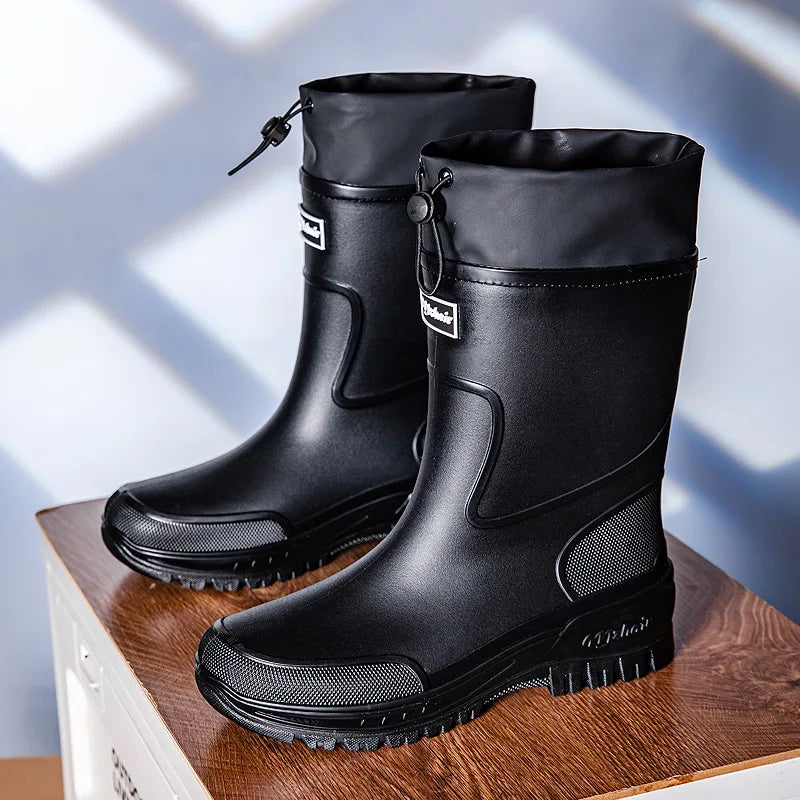 36-47 Size Wear-resistant Thick-soled Rain Boots Men's Outdoor Fishing Shoes Work Boots Non-slip Waterproof Men's Rubber Shoes