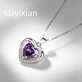 925 Sterling Silver Stylish Fine Heart Zircon Pendant Necklace, Birthday Party Anniversary Gift, Ladies Jewelry | SAMAG