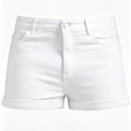 Men's Sexy Slim Fit White Denim Shorts, Rolled Cuff | SAMAG