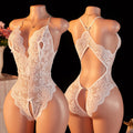 Sexy Red Crotchless Lingerie Women Lace Hollow Bra Set Transparent Erotic Costumes Deep V Open Bra Woman Sexy Underwear Set