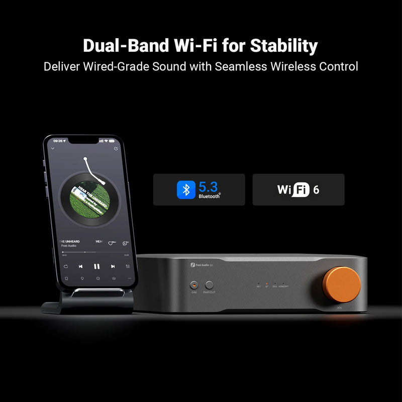 Fosi Audio S3 HiFi Music Streamer Bluetooth 5.3 AKM4493SEQ DAC Preamp Network music Player Compatible with AirPlay2, Google Cast