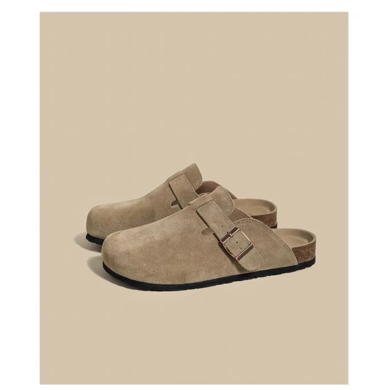 Cork Suede Mules Slippers for Women Fashion Clogs Shoes Classic Cork Antislip Outdoor Slippers with Arch Support Slipper