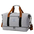 Convenient Shoe Pocket Motorbike Travel Bag Quilted Fabric, Lightweight Carry-on Duffle for Outdoor Weekend Short Trips