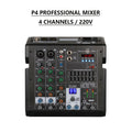 FUHAM 4 Channel Audio Mixer Bluetooth USB DJ Console 48V Phantom Power for Studio Karaoke Streaming