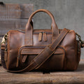 S.WORKER Vintage Genuine Leather Travel Bag  Crazy Horse Cowhide Leather Duffel Bag Men's Weekender Bag Gym Bag Carry on Luggage