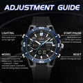 NAVIFORCE Men's Fashion Dual Display Watch 5ATM Waterproof Luminous Soft TPU Strap Male Sports Outdoor Daily Wristwatch Gift Box