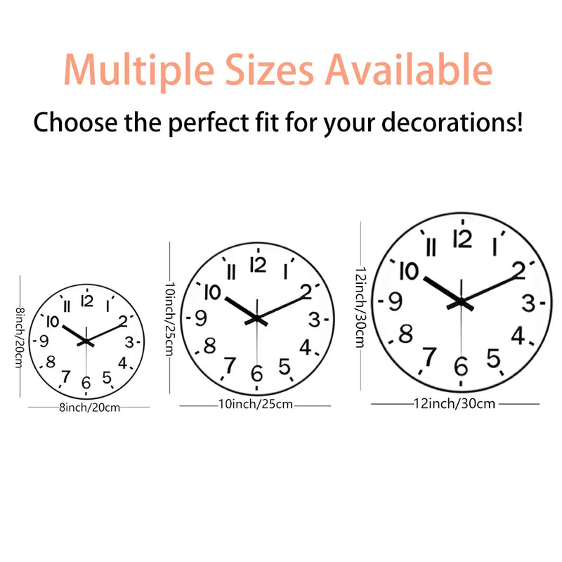 Modern Round Wall Clock Wooden Grain Non-Ticking Wall Clock for Living Room Bedroom Kitchen Office Home Decor Minimalist Style