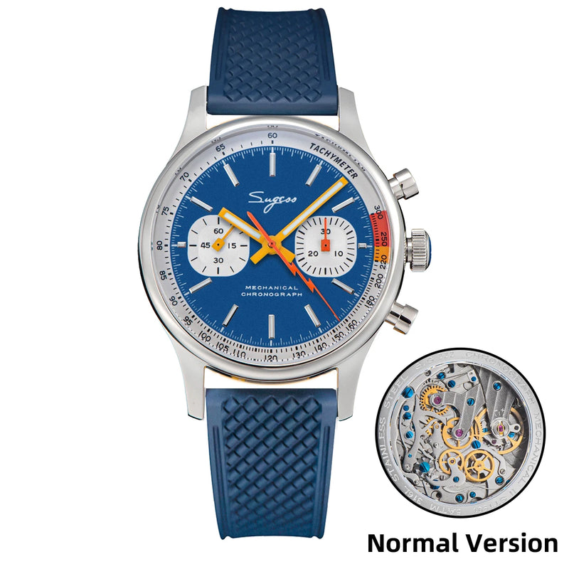 Sugess Watch of Men Chronograph Mechanical Wristwatches with Seagull ST19 Swanneck Movement Pilot Sapphire Crystal Racing V2 New