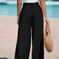 Women's Casual Wide Leg Pants - All Season Comfort Pockets Elastic Waist Loose Fit Solid Color Pants Suitable for Outdoor and Le