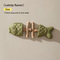 Cat Toy Fish Bone Shape Silvervine Stick Natural Wooden Chew Toy for Kitten Teething Interactive Play