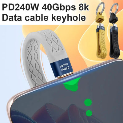 USB C Keychain, Thunderbolt 4 Short C Cable with 240W PD | SAMAG