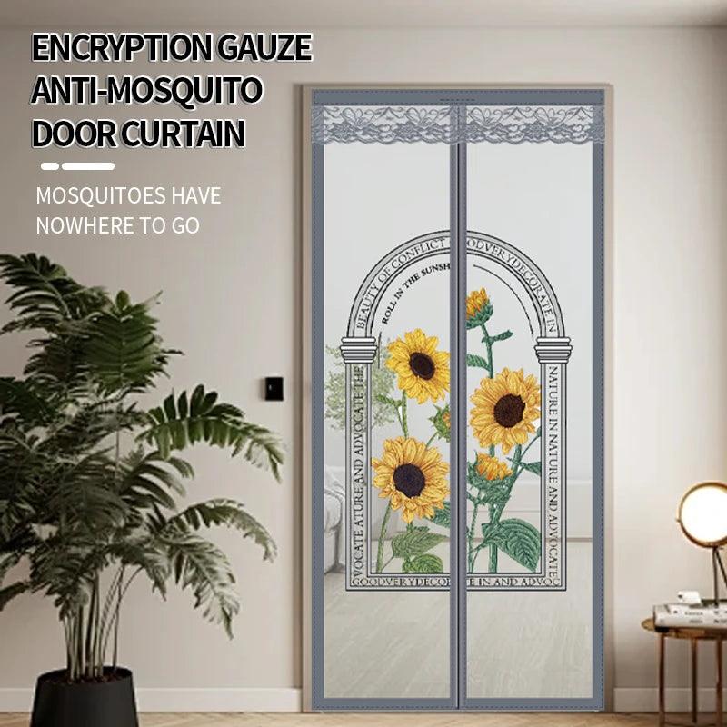Sunflower mosquito proof door curtain, magnetic screen door, summer screen window, household mosquito net, high-end partition, s
