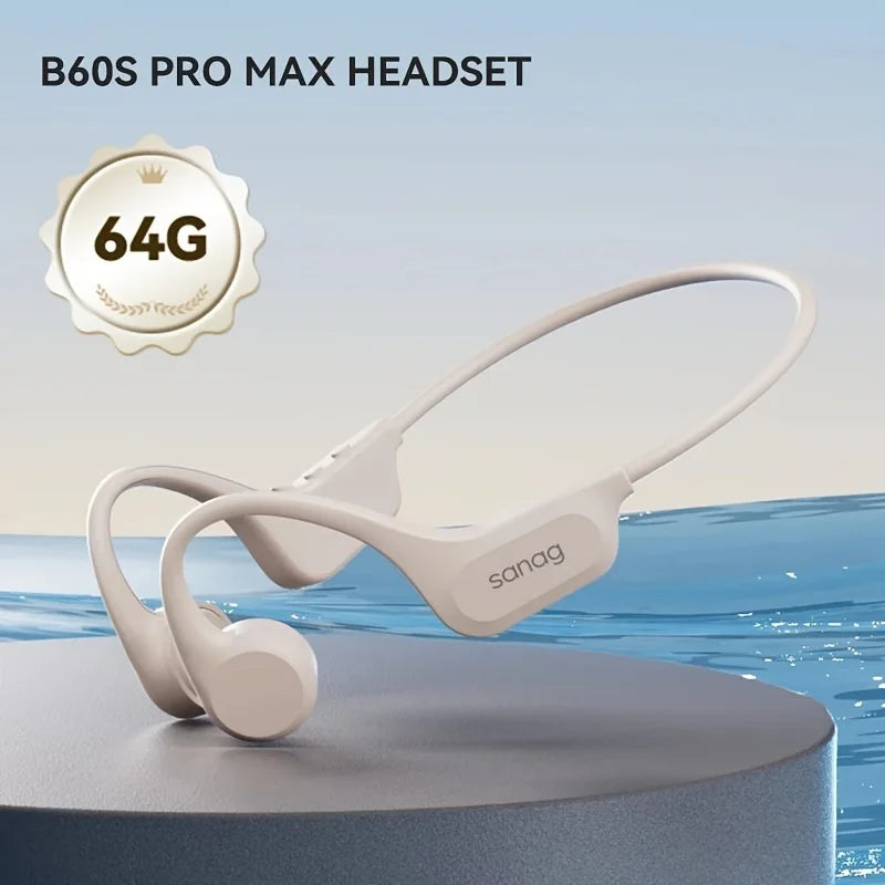 Sanag B60S IPX8 Swimming Bluetooth Headphones Bone Conduction Wireless Earphone Sport Cycling Headset MP3 Player Earbuds