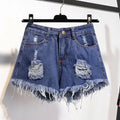 Large Size High-Waisted Denim Shorts for Women Summer Ruffled Wide-Leg Hot Pants Loose Fit A-Line Basic Short Jeans