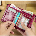 CONTACT'S Fashion Genuine Leather Women Wallet Bifold Card Holder Coin Purse Small Women's Purse Money Clip Men Pocket Wallets