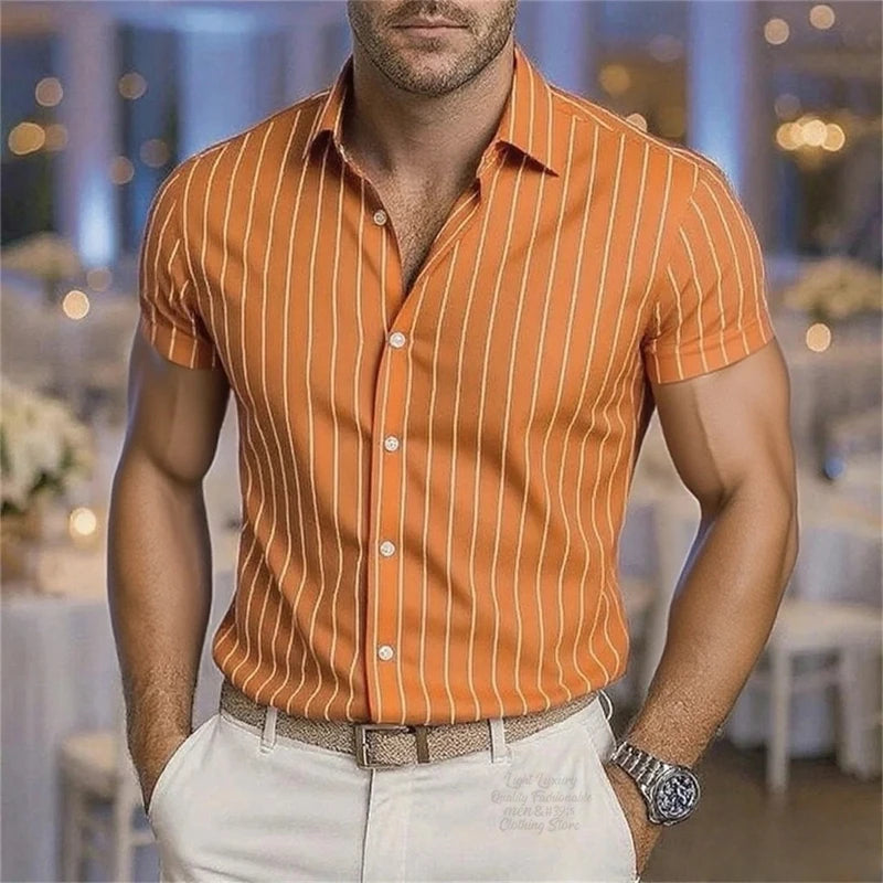 Men's Fashion Striped Shirts, Casual Breathable Lapel | SAMAG