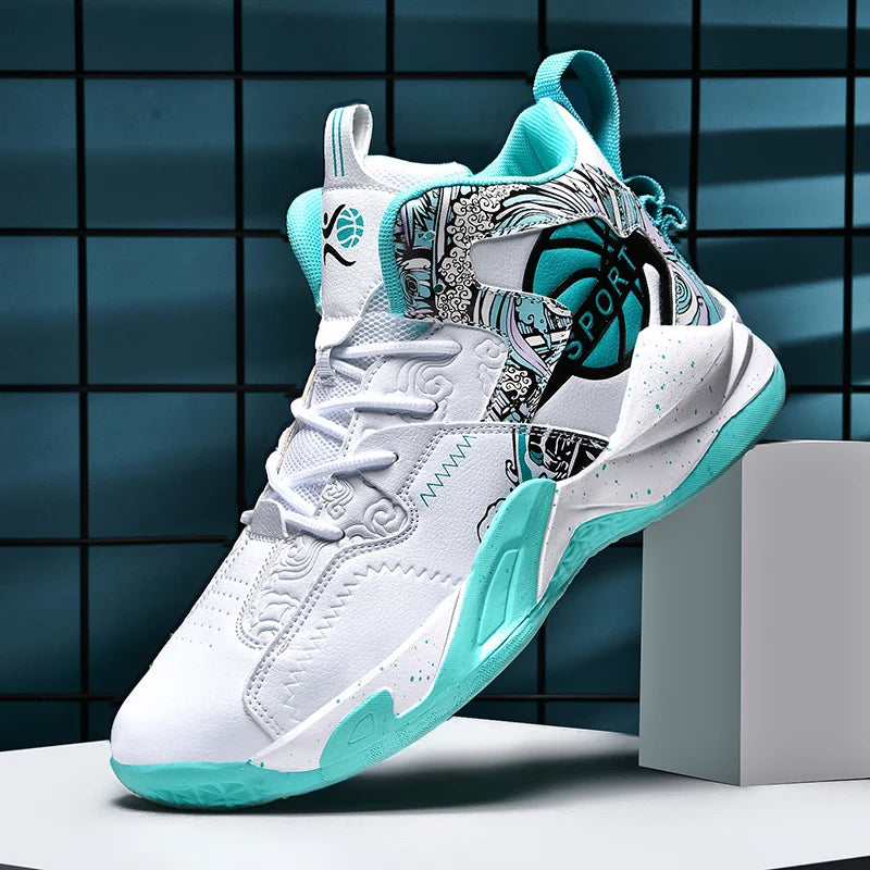 Men's High Top Basketball Shoes Thick Bottom Anti Slip Sneakers Casual Comfortable Outdoor Athletic Training Unisex Sports Shoes