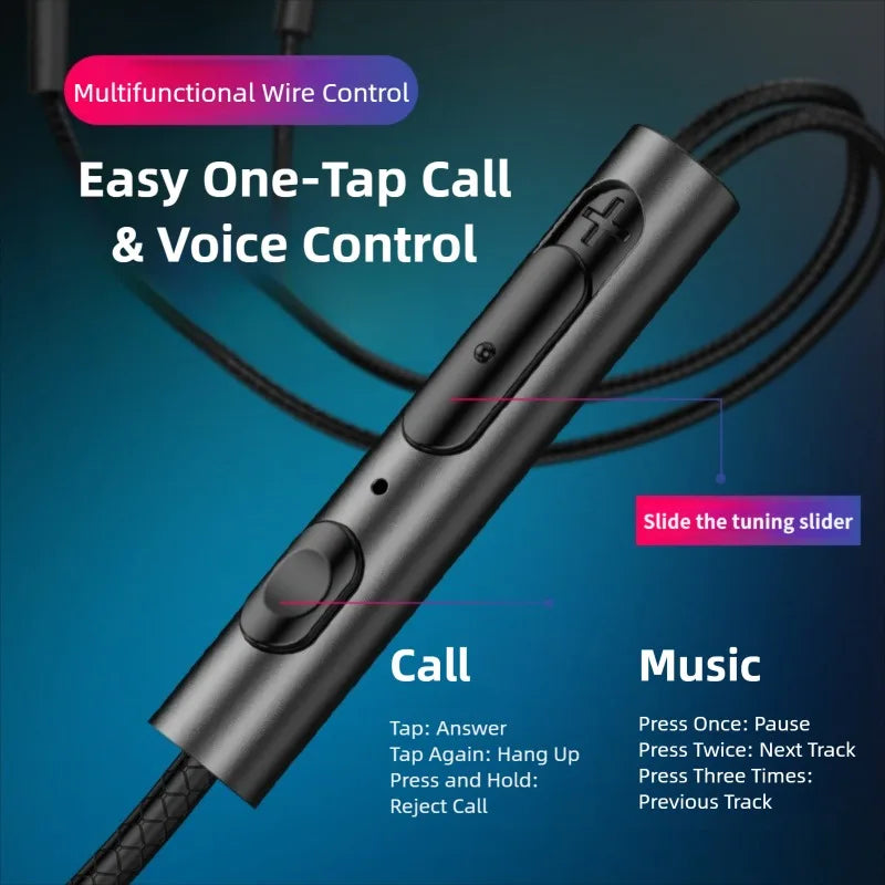 Type C Wired Headphones HiFi Stereo Volume Control Headset With HD Mic 3.5mm Earphones For Samsung Galaxy  iPhone 17 16 Earbud
