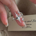 BF CLUB 925 Sterling Rings for Women Simple Geometric Handmade Irregular Retro Vintage Stars Ring Allergy For Birthday Gift
