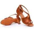 Latin Suede Dance Shoes for Womens New Rhinestone Buckle Soft Sole Ballroom Jazz Salsa Pumps Stage Professional Indoor Stiletto
