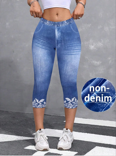 5741 [Printed Pants - Not Denim Fabric] Legging - Textured, New Women's Capri | SAMAG