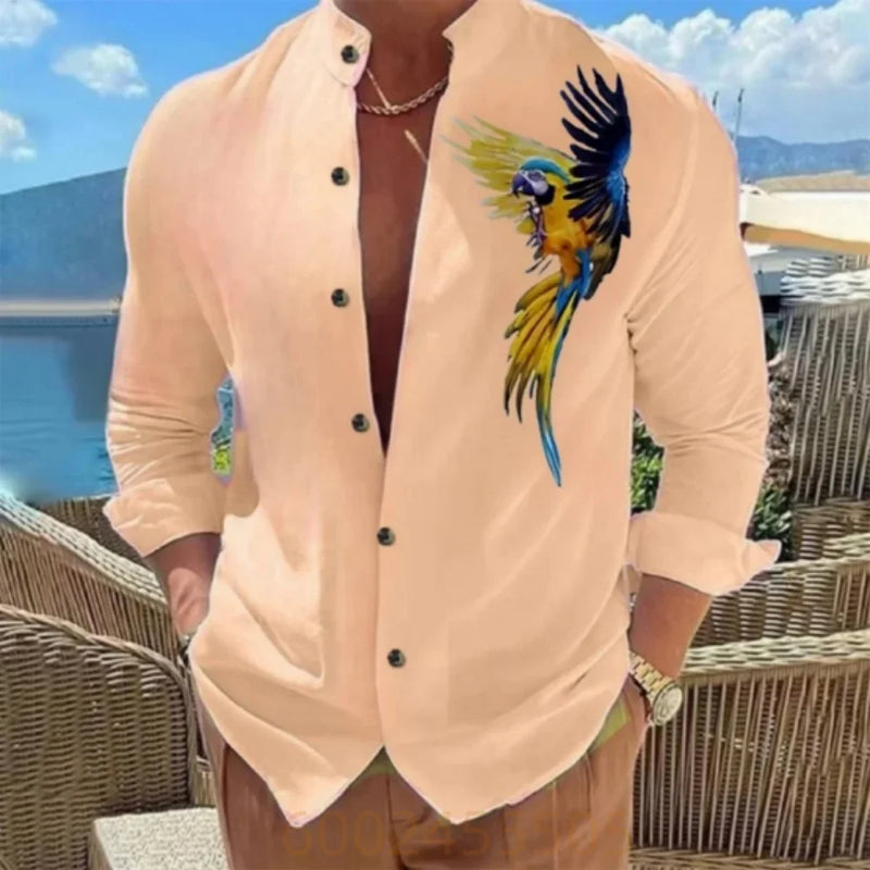 Men's Floral Print Long Sleeved Shirt Fashionable Casual | SAMAG