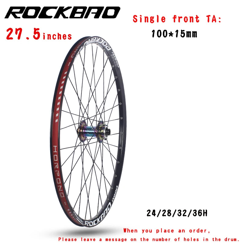 ROCKBAO Mountain Bike Wheelset 24/26/27.5/29 Inches Disc Brake Aluminum Alloy 4Bearings 7-12Speed Thru Axle MTB Bicycle Wheel