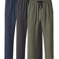 Men's 3Pcs Pajama Sleeping Pants Cotton Plaid Pjs, Long Plaid Print Sleepwear Pajama Pants with Elastic Waist Homewear