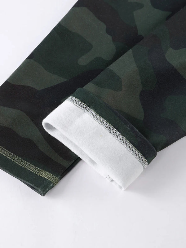 2Pieces/Set Print Long Johns Thermal Underwear Men Velvet Fabric Warm Pants Winter/Autumn Warm Suit Camouflage Men Sleepwear Set