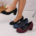 Spring and Autumn 2026 Plus Size High Heels Round Toe Low Heel Single Shoes Elegant Comfortable Square Heel Women's Shoes
