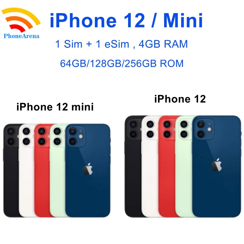 Original iPhone 12 / 12 Mini 64GB 128GB 256GB ROM 5G Mobile Phone 12PM Super Retina OLED Face ID Unlocked  Mobile Phone