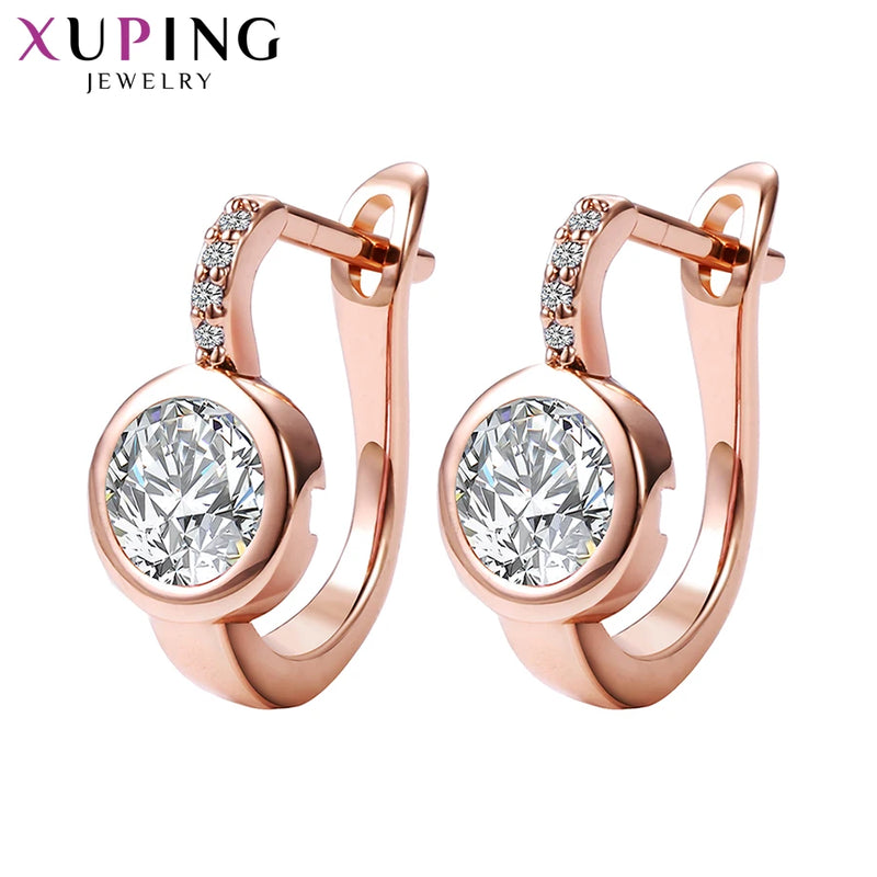 Xuping Jewelry Fashion Hot Sale Trendy Huggies Earring with Synthetic Cubic Zirconia for Girl Gifts 20160