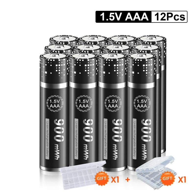 PALO 3400mWh Li-ion 1.5V AA and AAA Rechargeable Batteries with 8-channel magnetic flip charger for 1.5V 2A 3A Lithium Batteries