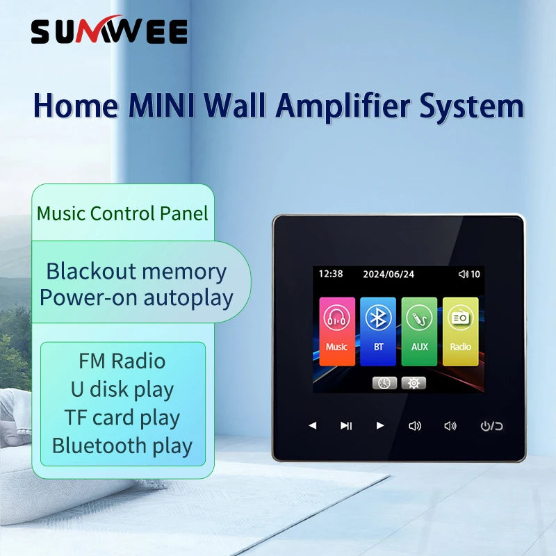 Mini wall amplifier Background music player Bluetooth sound control panel home audio amplificador with ceiling speaker