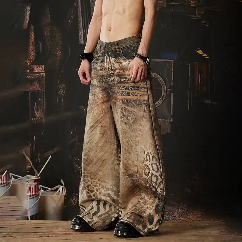 LUZHEN Original Y2K Style Baggy Tie-dyed Pattern Wide Leg | SAMAG