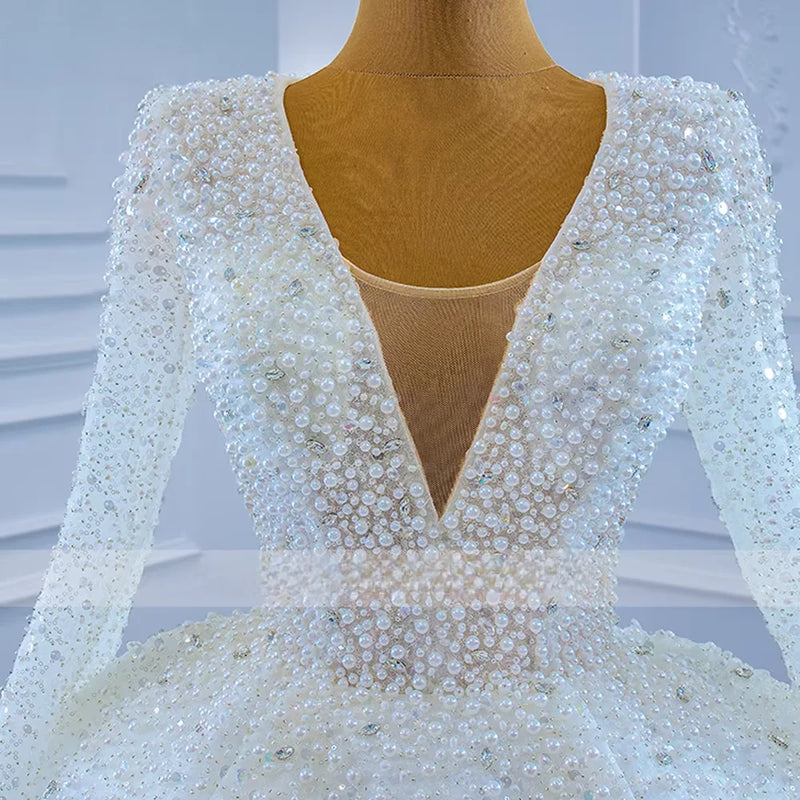 Customized Ball Gown Princess Wedding Dresses O - Neck Long - View 3 | SAMAG