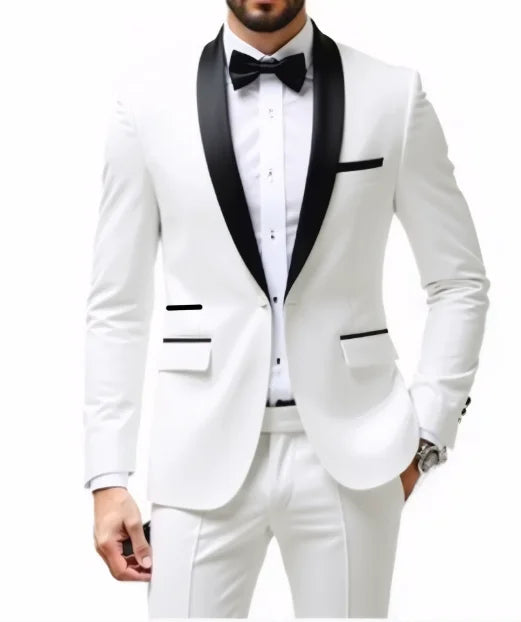Men's New Fashion Business Casual Two-piece, Comfortable and Breathable Slim-fit Side Slit Single-button Suit Jacket+trousers
