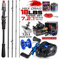 Sougayilang Casting Fishing Rod Reel Set 1.8/2.1m Carbon Fiber Casting Rod and Reel Max Drag 8kg with Line Lure for Bass Pike