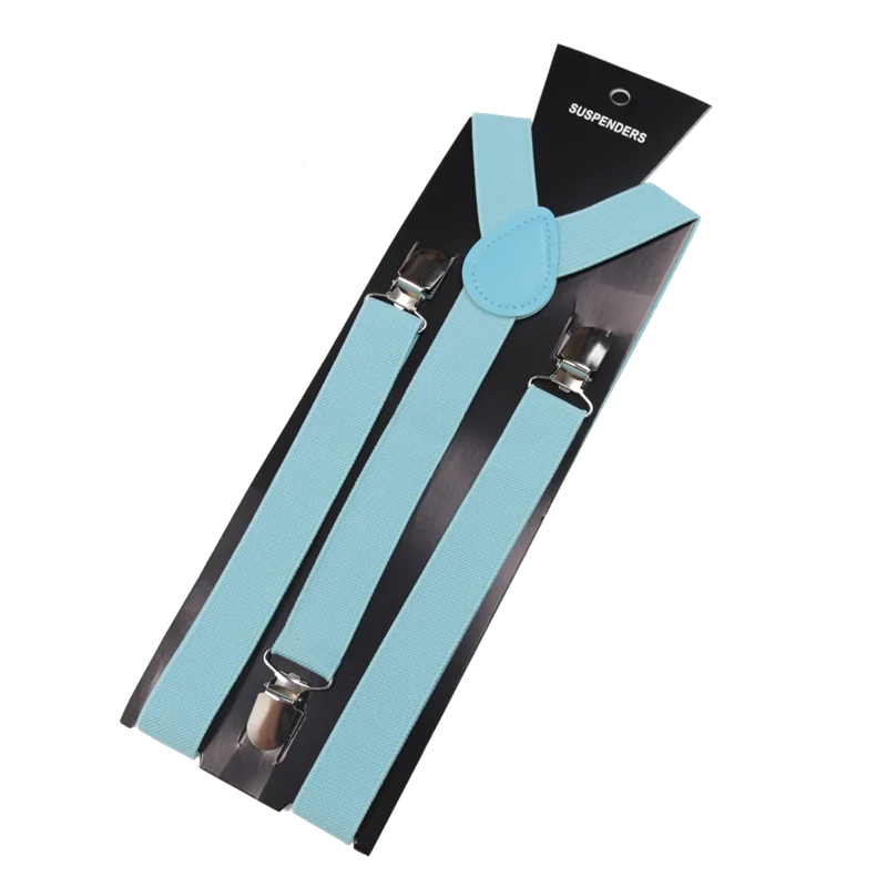 Unisex Elastic Leather Suspenders Braces Men Women Gift Black Blue Red Adjustable Straps for Wedding Suit Skirt Accessories